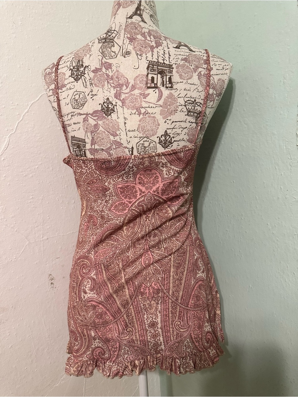 R Wear Rampage Y2K vintage Paisley Pink Cream Sleeveless top babydoll medium - Picture 2 of 8